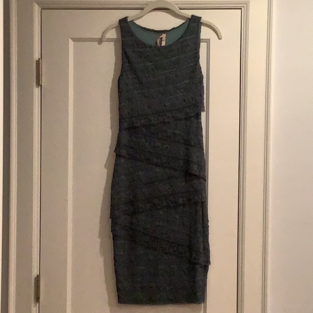 Grey-Blue lace body conscious dress